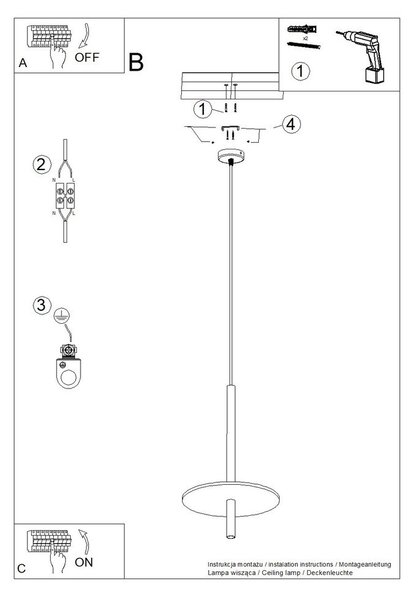Czarna/beżowa metalowa lampa wisząca ø 30 cm Rilu – Sollux