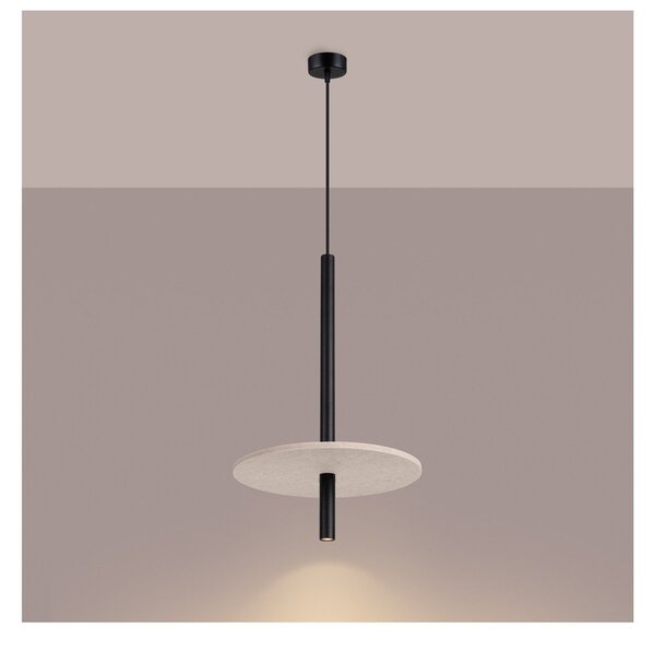 Czarna/beżowa metalowa lampa wisząca ø 30 cm Rilu – Sollux
