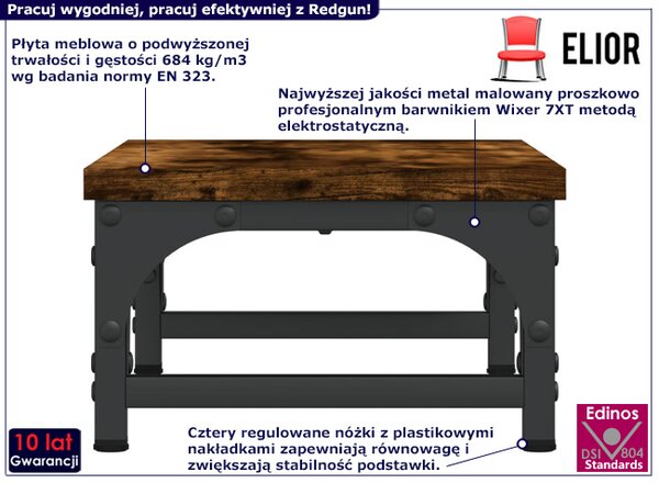 Loftowa półka na biurko pod monitor wędzony dąb F3-N22