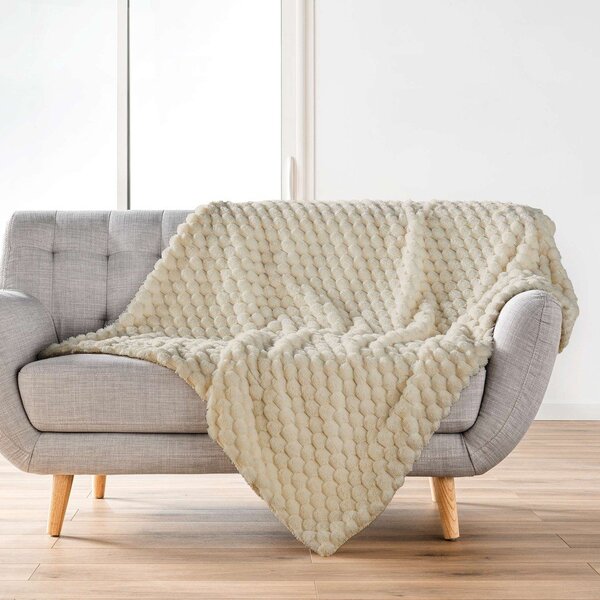 Koc z mikropluszu w kolorze kości słoniowej 180x220 cm Frosty – douceur d'intérieur
