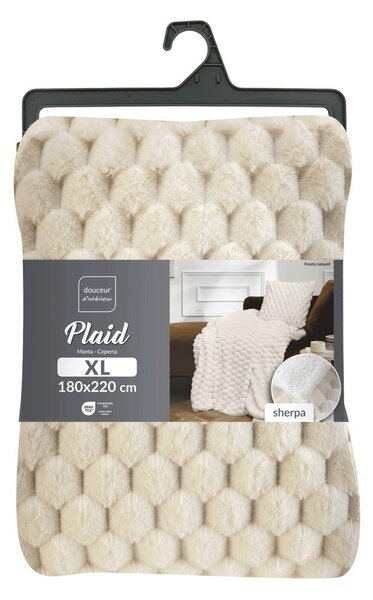 Koc z mikropluszu w kolorze kości słoniowej 180x220 cm Frosty – douceur d'intérieur