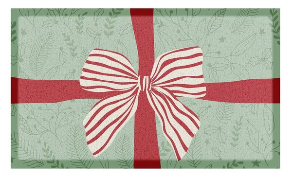 Wycieraczka ze świątecznym motywem z plastiku z recyklingu 40x70 cm Red & White Stripe Bow – Artsy Doormats