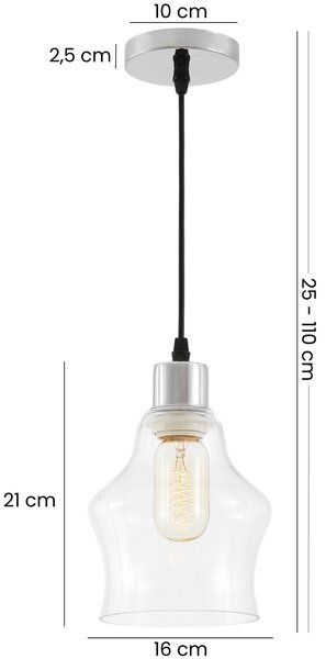 NOWOCZESNA LAMPA WISZĄCA CHROMOWANA MORO 1B