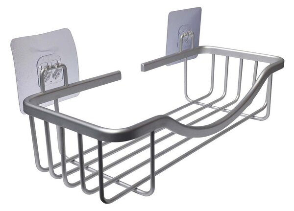 Aluminiowa półka łazienkowa w kolorze srebra z połyskiem bez wiercenia Filaire Aluminium – douceur d'intérieur