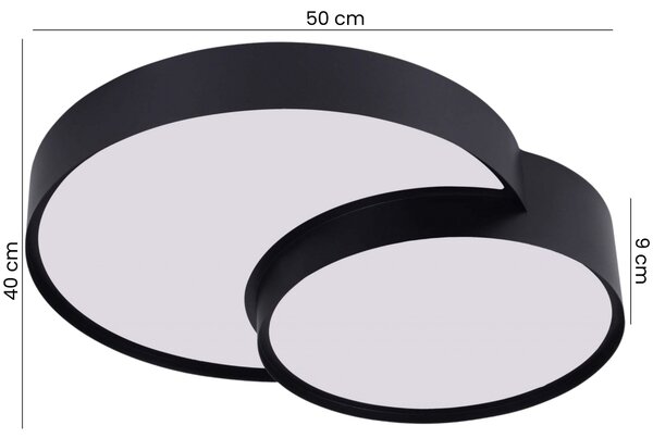 NOWOCZESNA LAMPA SUFITOWA PLAFON CZARNY ORBO DUO D48