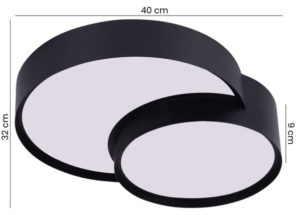 NOWOCZESNA LAMPA SUFITOWA PLAFON CZARNY ORBO DUO D40