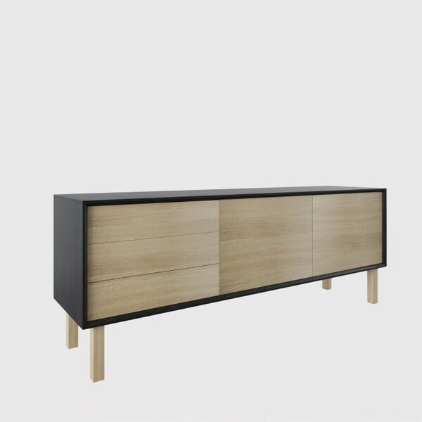 Szafka dębowa RTV Elegant Wood I - dąb w czarnej lakierobejcy