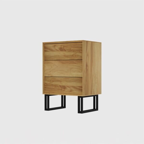 Komoda dębowa Elegant Steel II, typu box do gabinetu