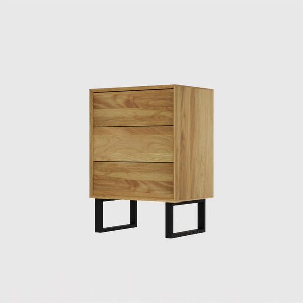 Komoda dębowa Elegant Steel II, typu box do gabinetu