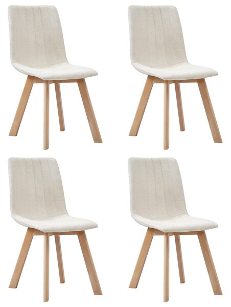 Krzesła stołowe, 4 szt., kremowe, tapicerowane tkaniną