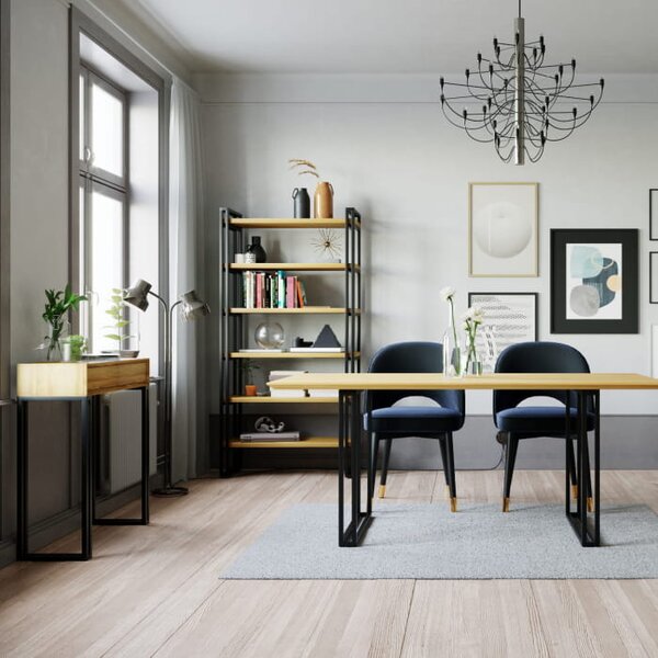 Konsola dębowa z szufladami Elegant Steel II na stalowych nogach