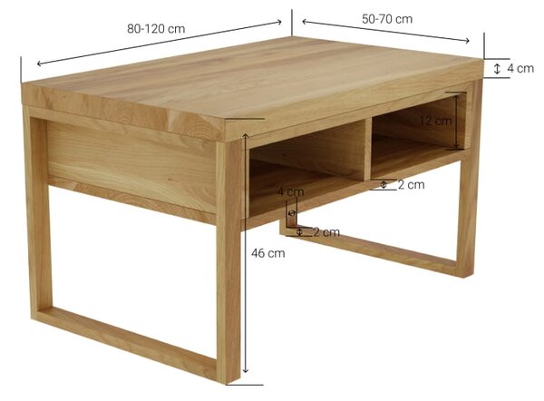 Stolik kawowy Smart Wood to ława dębowa, która pomieści wszystko