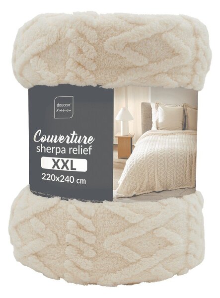 Kremowy koc z materiału sherpa 220x240 cm Edgar – douceur d'intérieur