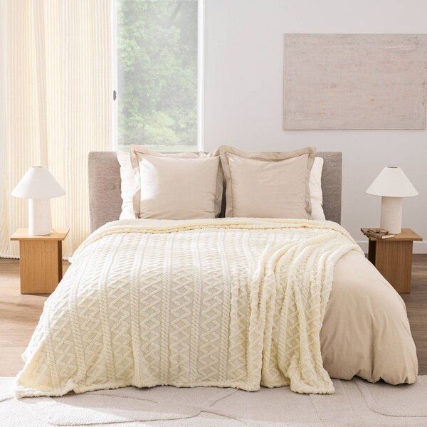 Kremowy koc z materiału sherpa 220x240 cm Edgar – douceur d'intérieur
