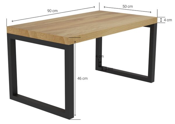 Ława dębowa Classic Loft - klasyczne loftowe nogi i solidny dębowy blat