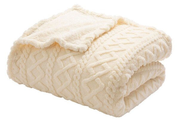Kremowy koc z materiału sherpa 220x240 cm Edgar – douceur d'intérieur
