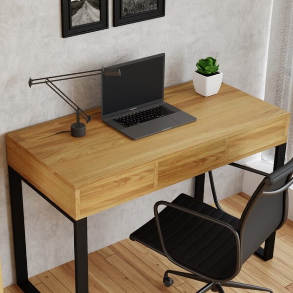 Biurko drewniane Easy Loft - loftowe biurko do wygodnej pracy z wygodnymi szufladami otwieranymi na dotyk