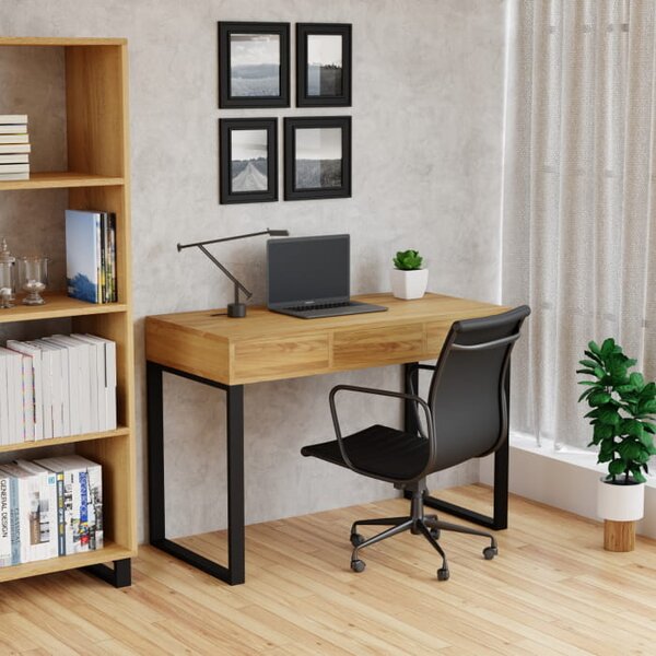 Biurko drewniane Easy Loft - loftowe biurko do wygodnej pracy z wygodnymi szufladami otwieranymi na dotyk