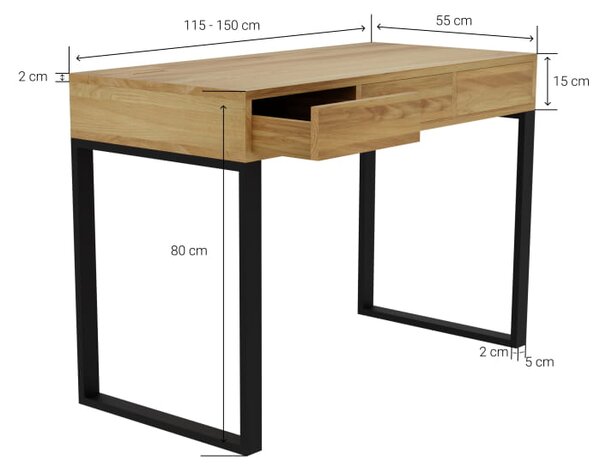 Biurko drewniane Easy Loft - loftowe biurko do wygodnej pracy z wygodnymi szufladami otwieranymi na dotyk