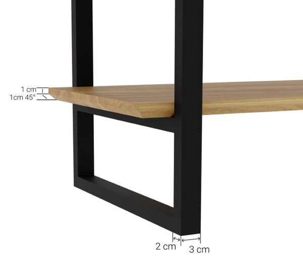 Regał Ladder Elegant dębowe frezowane półki w solidnej stalowej ramie