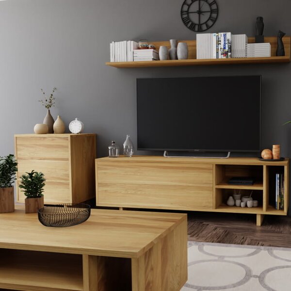 Szafka Drewniana RTV Slim wykonana z litego drewna, skandynawski design