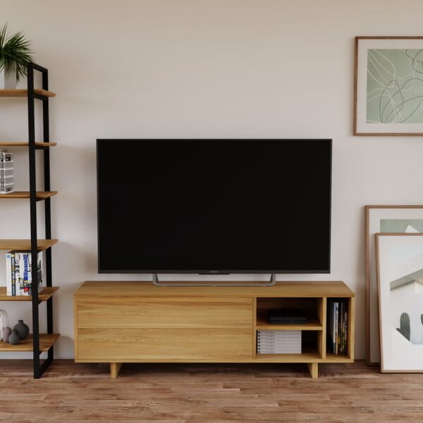Szafka Drewniana RTV Slim wykonana z litego drewna, skandynawski design