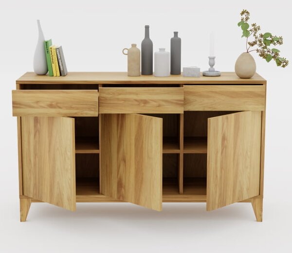 Komoda drewniana Simple II - lite drewno, szuflady i fronty otwierane na dotyk