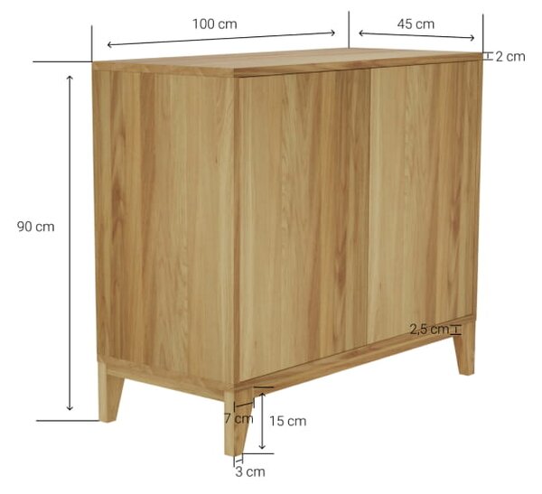 Komoda drewniana Simple I - lite drewno dębowe, jesion