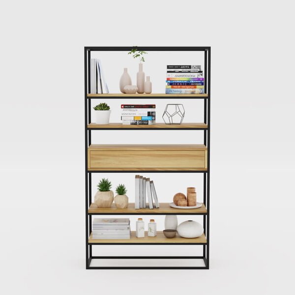 Regał Loftowy Shelf dąb — ponadczasowy design. Loftowy regał do biura na lata