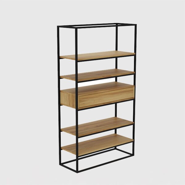 Regał Loftowy Shelf dąb — ponadczasowy design. Loftowy regał do biura na lata