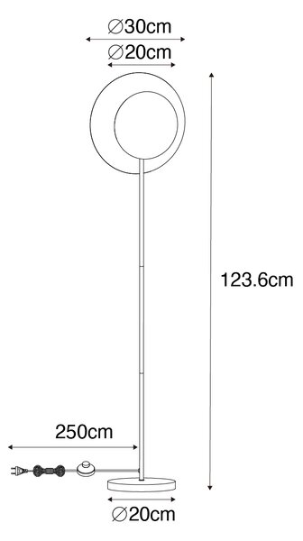 Lampa podłogowa art deco czarna ze złotem - Emilienne