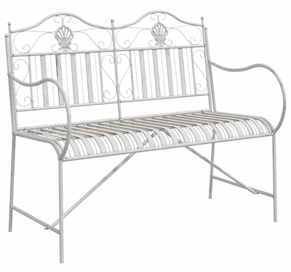 Ławka ogrodowa antyczna biel 103,5 x 59 x 89 cm stal