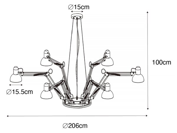 Industrialna lampa wisząca czarna 6-światłowa regulowana - Hobby Spinne
