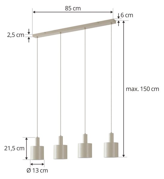 Lampa wisząca Ovelia Lindby, możliwość ściemniania, kremowy / amber, kuchnia, metal, nowoczesny