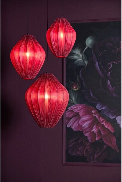 Bordowa lampa wisząca z tekstylnym kloszem ø 12 cm Verita – Light & Living