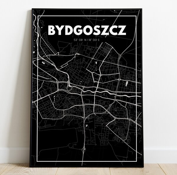 Plakat Mapa Bydgoszcz - Czarna
