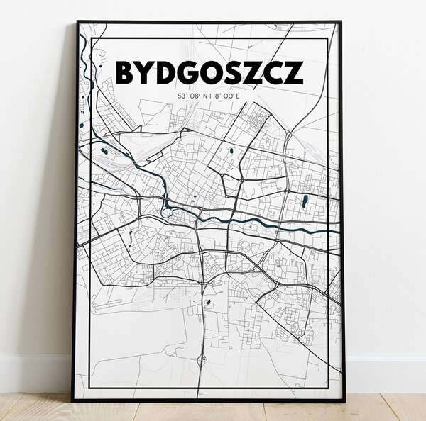Plakat Mapa Bydgoszcz - Biała