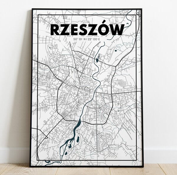 Plakat Mapa Rzeszów - Biała