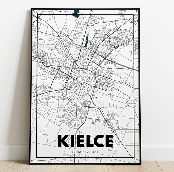 Plakat Mapa Kielce - Biała
