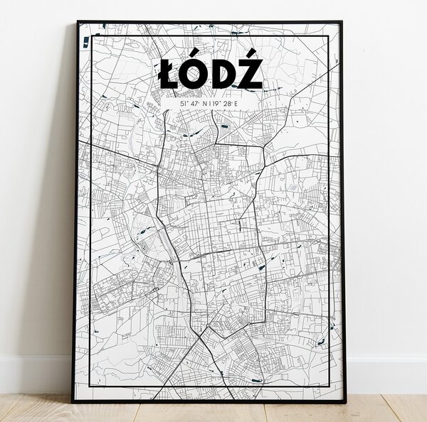 Plakat Mapa Łódź - Biała