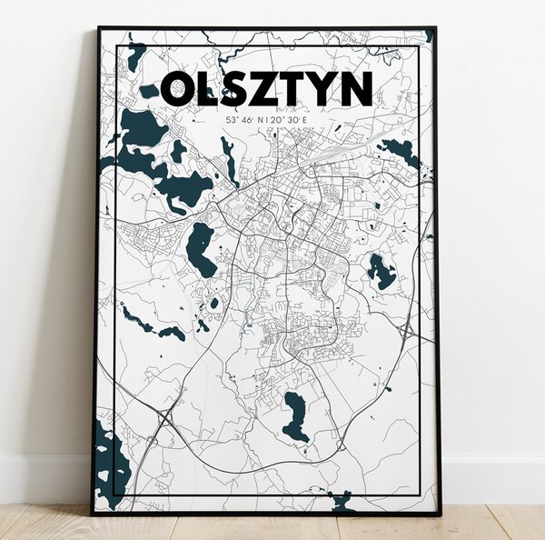 Plakat Mapa Olsztyn - Biała
