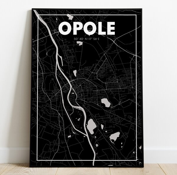 Plakat Mapa Opole - Czarna