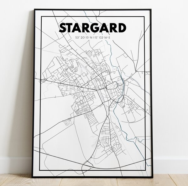 Plakat Mapa Stargard - Biała