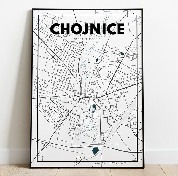 Plakat Mapa Chojnice - Biała