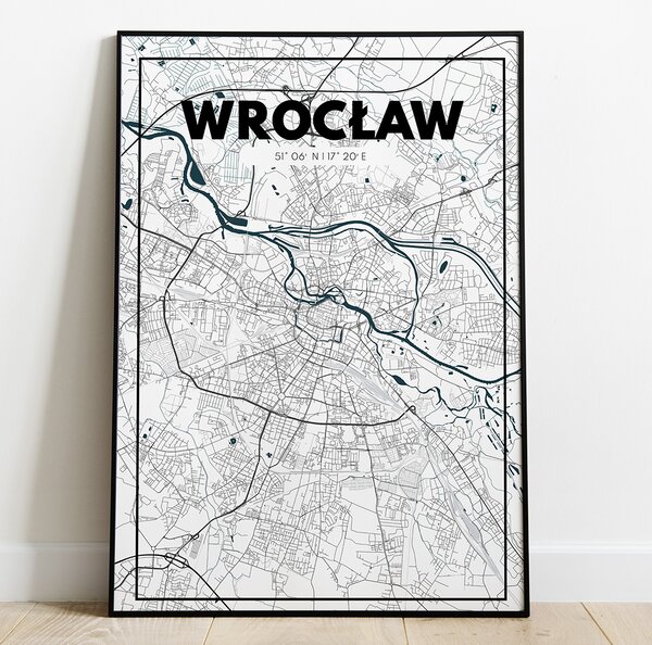 Plakat Mapa Wrocław - Biała