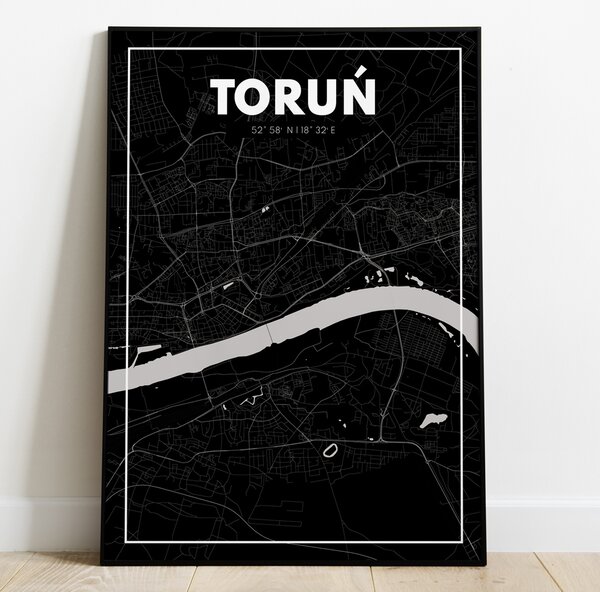 Plakat Mapa Toruń - Czarna