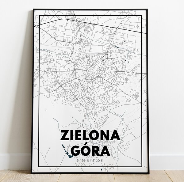 Plakat Mapa Zielona Góra - Biała