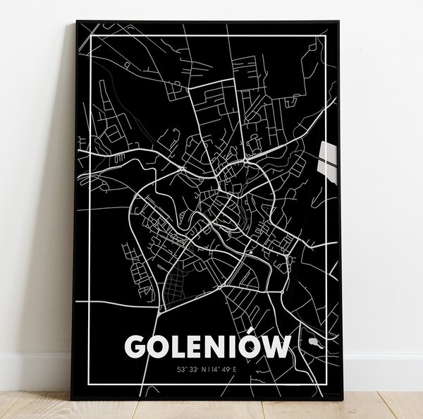Plakat Mapa Goleniów - Czarna