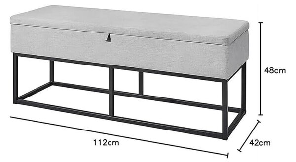 Ławka z przestrzenią do przechowywania TAURO 112x48 cm, szara