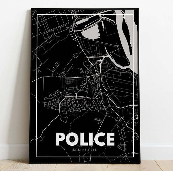 Plakat Mapa Police - Czarna
